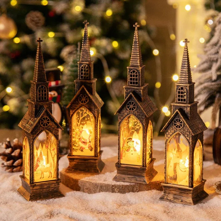Christmas Decoration Lamps Church Shape Night Light Electronic Candle Candlelight - Shello's Creative Boutique