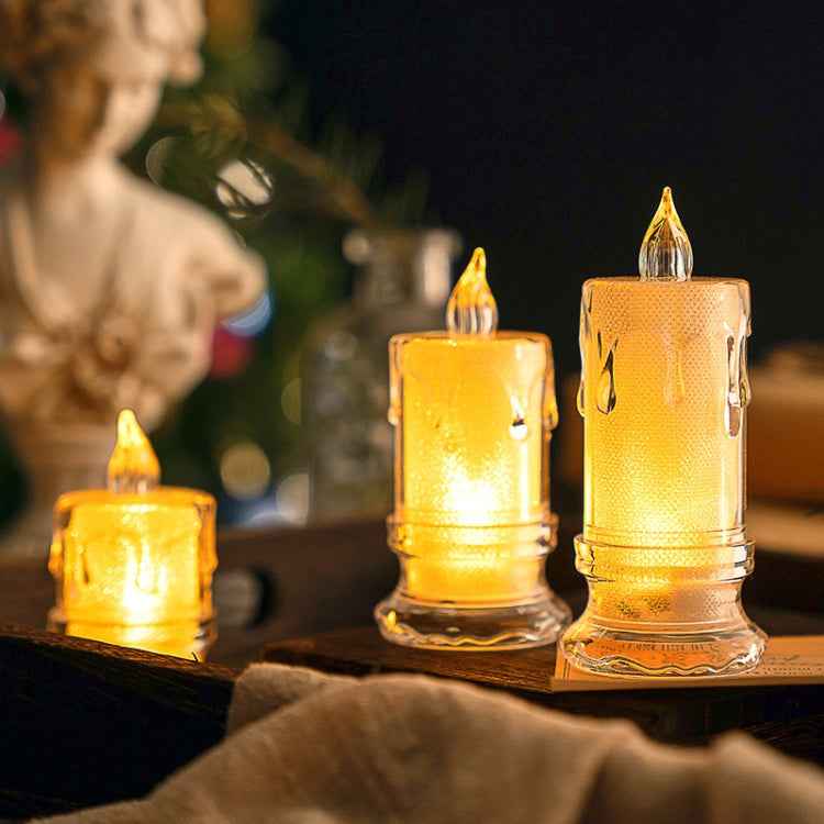 LED Transparent Glowing Candle Lights Simulation Electronic Candle