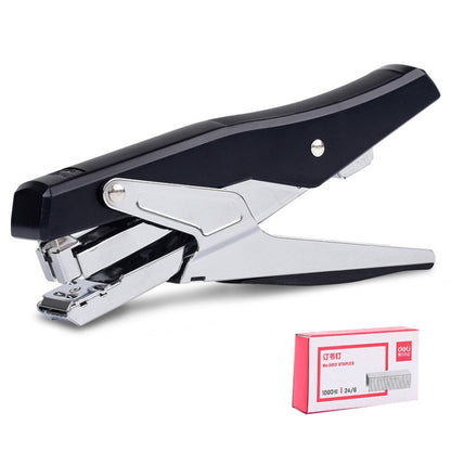 Deli  Labor-saving Stapler NO.12 Handheld Stapler Papers Stapling Machine, 0329 Black, 0329 Black With 1000 Staples, 0329 White, 0329 White With 1000 Staples - Shello's Creative Boutique