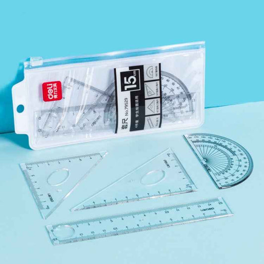 Deli  4-in-1 Ruler Set for Students Ruler Stationery Set