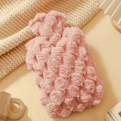 Imitation Rabbit Fur Water-filled PVC Explosion-proof Hot Water Bag for Cold / Hot Compresses