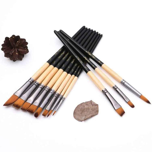 Two Color Nylon Bristle Paintbrush Set Painting Watercolor Brushes With Cloth Bag - Shello's Creative Boutique