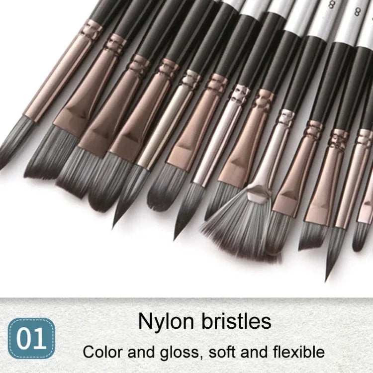 ZHU TING 24-Piece Nylon Brush Set - Watercolour Painting Brushes with Cloth Bag - Shello's Creative Boutique