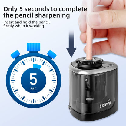TENWIN Electrical Pencil Sharpener Student Stationery Semi-Automatic Sharpeners Battery Model