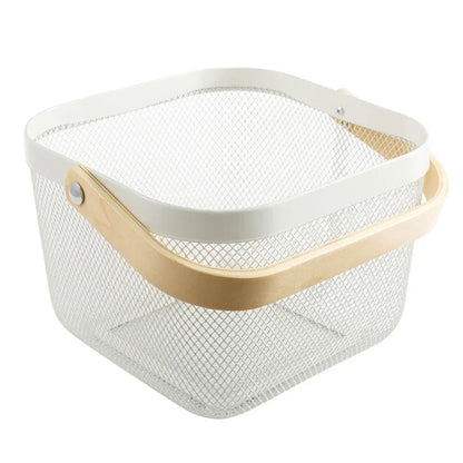Wooden Handle Mesh Basket Snack Fruit Storage Basket - Shello's Creative Boutique