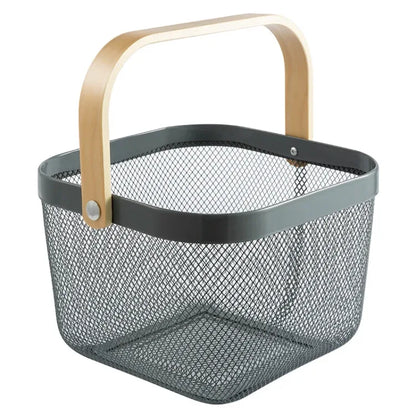 Wooden Handle Mesh Basket Snack Fruit Storage Basket - Shello's Creative Boutique