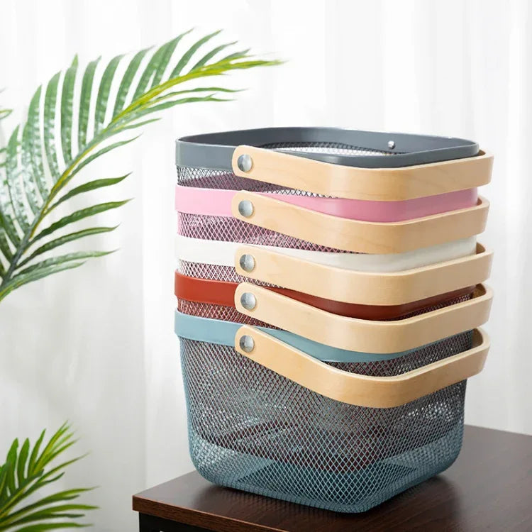 Wooden Handle Mesh Basket Snack Fruit Storage Basket - Shello's Creative Boutique