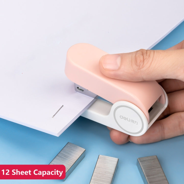 Deli Mini Stapler Includes 830 Staples ,12 Sheet Capacity, White, Pink, Blue - Shello's Creative Boutique