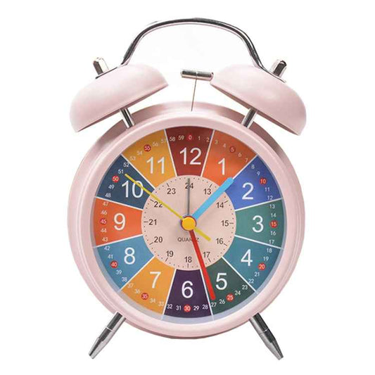 Early Learning Dual Ring Round Alarm Clock Student Bedside Metal Alarm Bell
