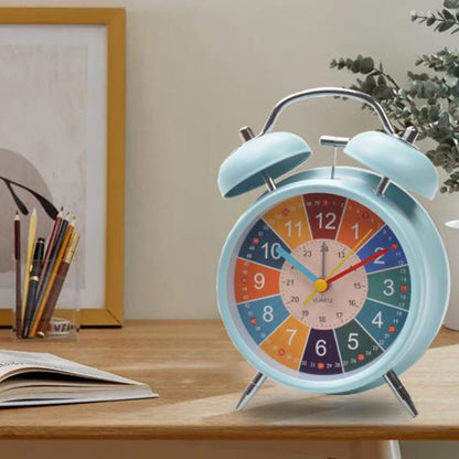 Early Learning Dual Ring Round Alarm Clock Student Bedside Metal Alarm Bell