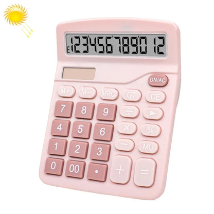 12-Digit Solar Calculator - Large Screen Dual Power Desktop Calculator - Shello's Creative Boutique