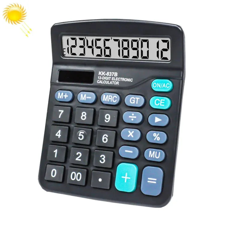 12-Digit Solar Calculator - Large Screen Dual Power Desktop Calculator - Shello's Creative Boutique