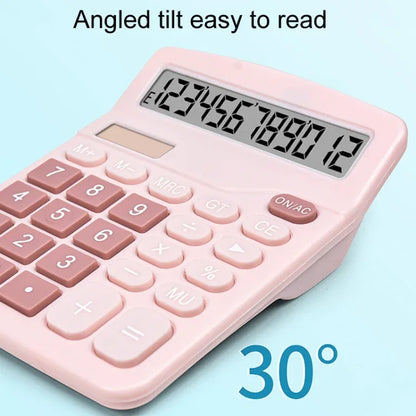 12-Digit Solar Calculator - Large Screen Dual Power Desktop Calculator - Shello's Creative Boutique