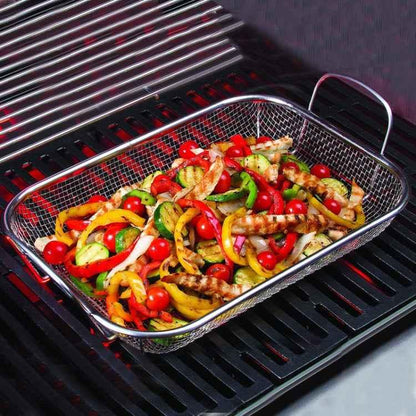 Stainless Steel Square BBQ Basket Heightened Handle Anti-scalding Grill Basket - Shello's Creative Boutique