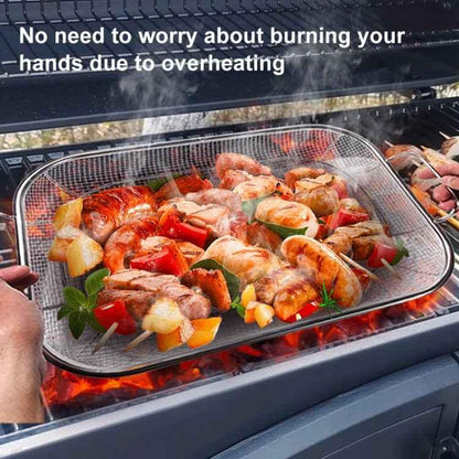 Stainless Steel Square BBQ Basket Heightened Handle Anti-scalding Grill Basket - Shello's Creative Boutique