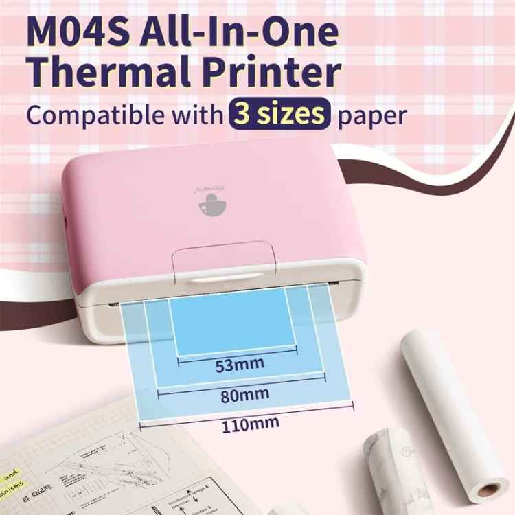 Phomemo M04S Thermal Printer Support 4 Inch Printing Width 300dpi Bluetooth Inkless Printer