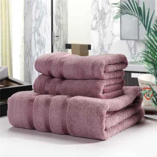 3pcs /Set Soft & Plush Towel Set Bamboo Fiber Cotton Bath Towel Washcloth For Bathroom - Shello's Creative Boutique