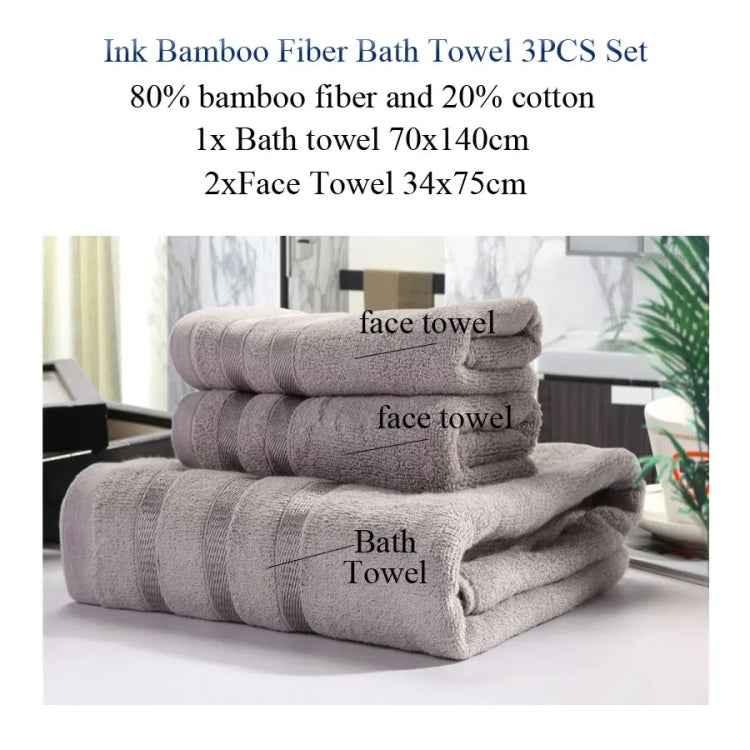 3pcs /Set Soft & Plush Towel Set Bamboo Fiber Cotton Bath Towel Washcloth For Bathroom - Shello's Creative Boutique