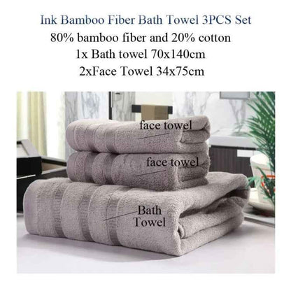 3pcs /Set Soft & Plush Towel Set Bamboo Fiber Cotton Bath Towel Washcloth For Bathroom - Shello's Creative Boutique
