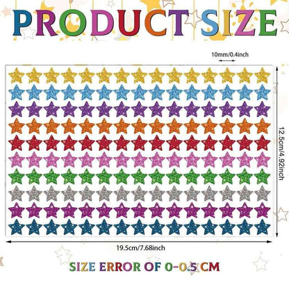 1500pcs / Pack Colorful Glitter Five-pointed Star Stickers Stationery Stickers