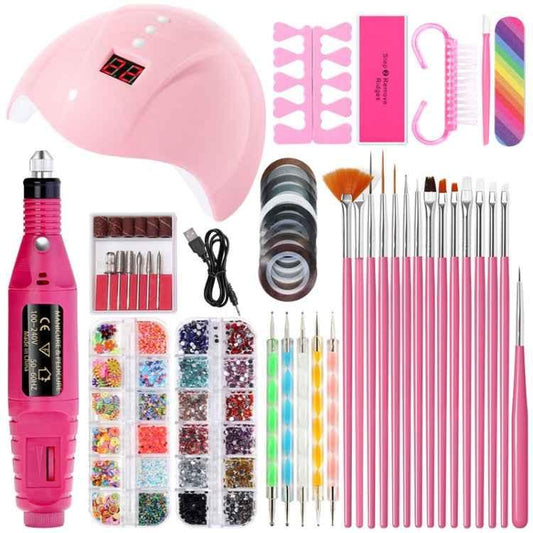 USB Plug-in Seashell Nail Lamp Mini UV Light Therapy Lamp Nail Polishers Stick Diamonds Tool Set - Shello's Creative Boutique