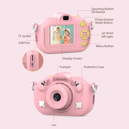 DC501 2.0-Inch 4X Zoom HD Digital Camera Mini Children Photography Camera, Pink, Blue, Blue+32G