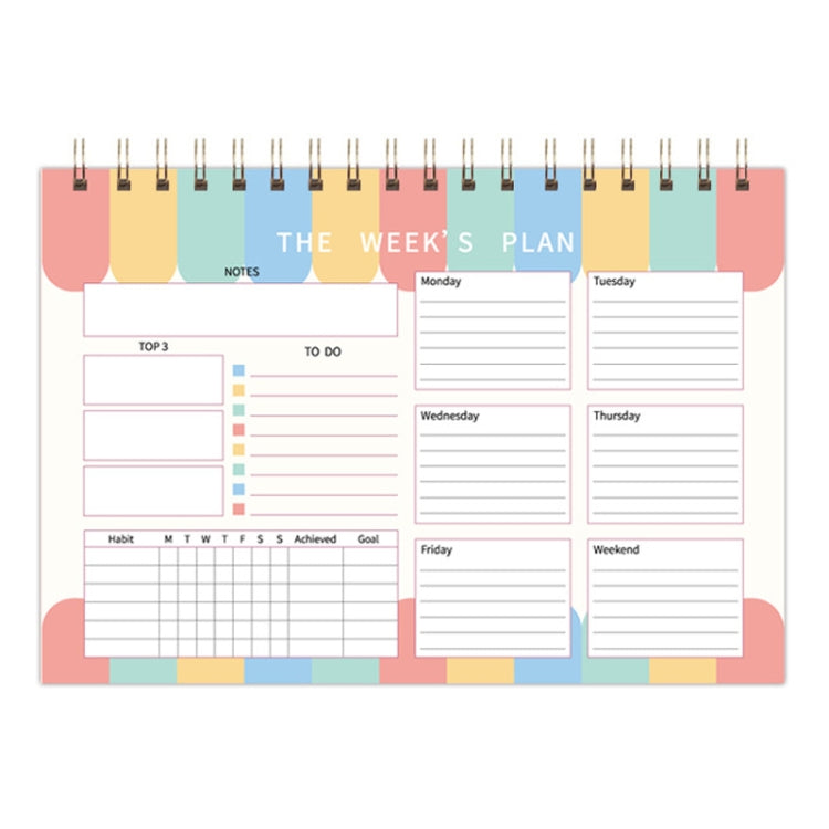 A5 Weekly Planner Notebook Waterproof Planner Coiled Clocking Memo, Horizontal Colorful, Horizontal Pink, Vertical White, Vertical Yellow - Shello's Creative Boutique