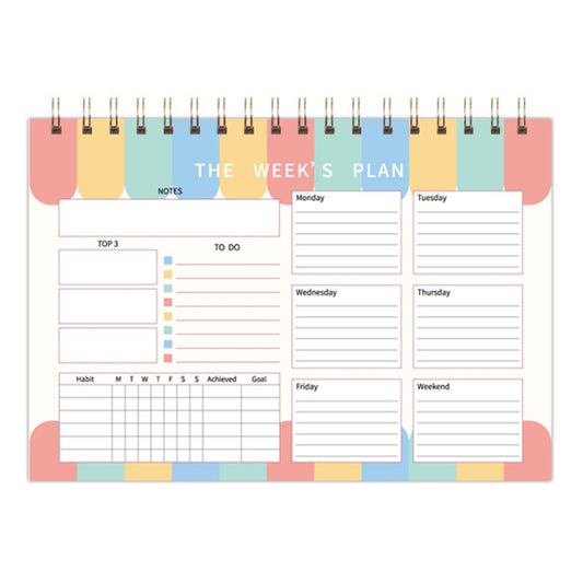 A5 Weekly Planner Notebook Waterproof Planner Coiled Clocking Memo, Horizontal Colorful, Horizontal Pink, Vertical White, Vertical Yellow
