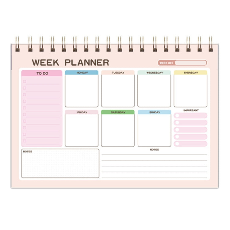 A5 Weekly Planner Notebook Waterproof Planner Coiled Clocking Memo, Horizontal Colorful, Horizontal Pink, Vertical White, Vertical Yellow - Shello's Creative Boutique