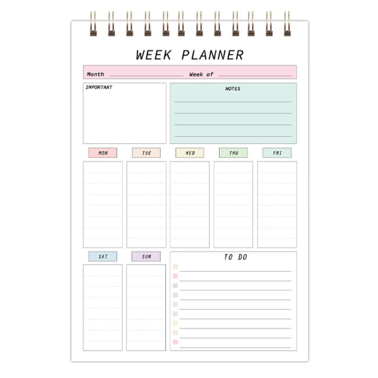 A5 Weekly Planner Notebook Waterproof Planner Coiled Clocking Memo, Horizontal Colorful, Horizontal Pink, Vertical White, Vertical Yellow - Shello's Creative Boutique