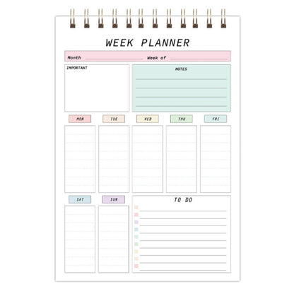 A5 Weekly Planner Notebook Waterproof Planner Coiled Clocking Memo, Horizontal Colorful, Horizontal Pink, Vertical White, Vertical Yellow - Shello's Creative Boutique