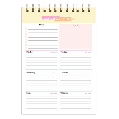 A5 Weekly Planner Notebook Waterproof Planner Coiled Clocking Memo, Horizontal Colorful, Horizontal Pink, Vertical White, Vertical Yellow - Shello's Creative Boutique