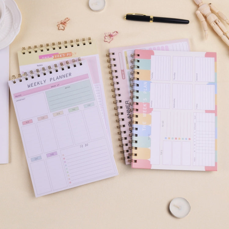 A5 Weekly Planner Notebook Waterproof Planner Coiled Clocking Memo, Horizontal Colorful, Horizontal Pink, Vertical White, Vertical Yellow - Shello's Creative Boutique
