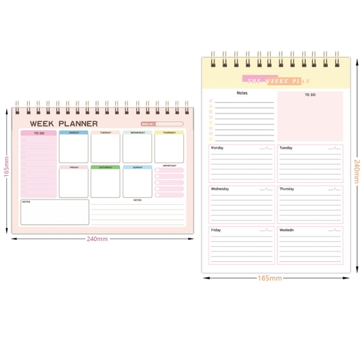 A5 Weekly Planner Notebook Waterproof Planner Coiled Clocking Memo, Horizontal Colorful, Horizontal Pink, Vertical White, Vertical Yellow - Shello's Creative Boutique