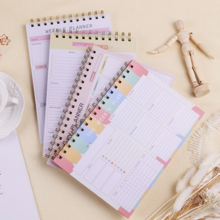 A5 Weekly Planner Notebook Waterproof Planner Coiled Clocking Memo, Horizontal Colorful, Horizontal Pink, Vertical White, Vertical Yellow - Shello's Creative Boutique