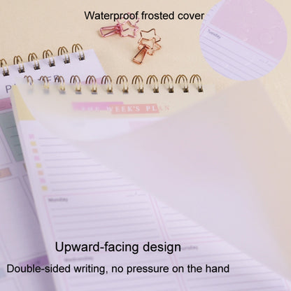 A5 Weekly Planner Notebook Waterproof Planner Coiled Clocking Memo, Horizontal Colorful, Horizontal Pink, Vertical White, Vertical Yellow - Shello's Creative Boutique
