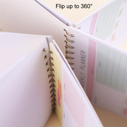 A5 Weekly Planner Notebook Waterproof Planner Coiled Clocking Memo, Horizontal Colorful, Horizontal Pink, Vertical White, Vertical Yellow - Shello's Creative Boutique