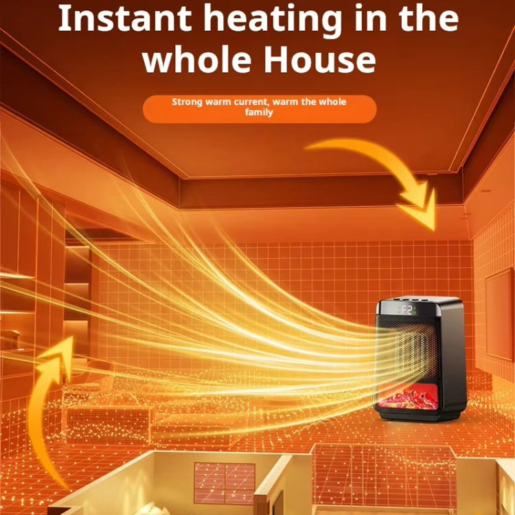 E03 Desktop PTC Heater Dynamic Flame Light Warmer, US Plug, EU Plug, UK Plug - Shello's Creative Boutique