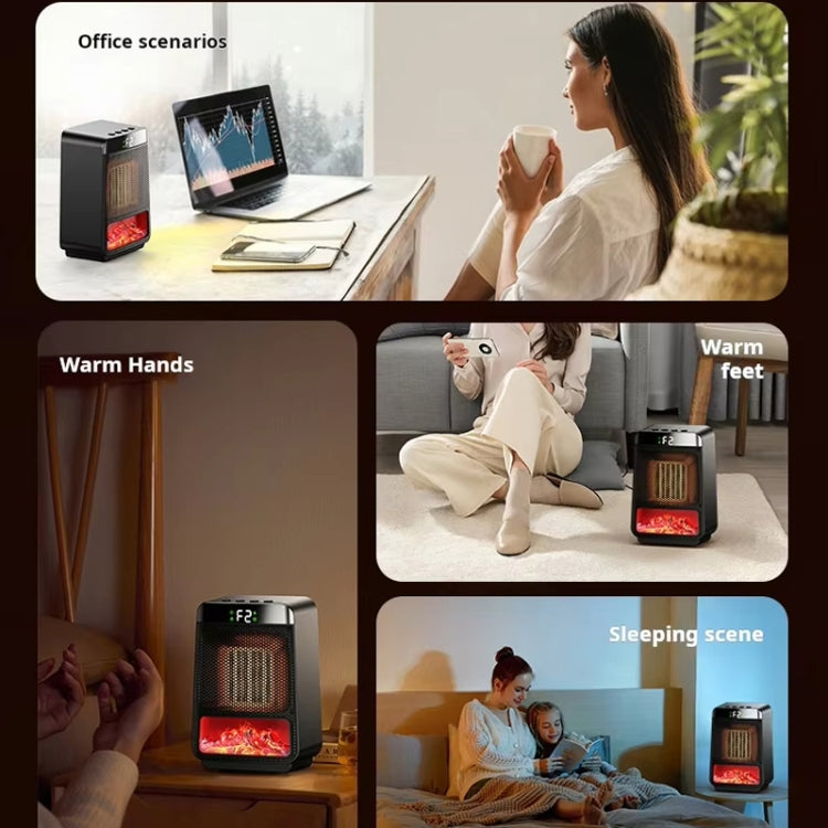 E03 Desktop PTC Heater Dynamic Flame Light Warmer, US Plug, EU Plug, UK Plug - Shello's Creative Boutique
