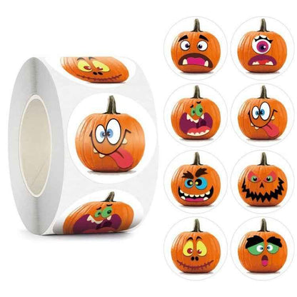 25mm Halloween Party Favors Label Stickers DIY Decorative Labels Cute Smile Pumpkin Seal Stickers - Shello's Creative Boutique