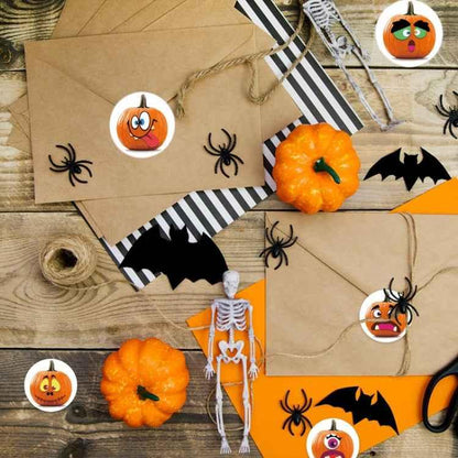 25mm Halloween Party Favors Label Stickers DIY Decorative Labels Cute Smile Pumpkin Seal Stickers - Shello's Creative Boutique