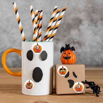 25mm Halloween Party Favors Label Stickers DIY Decorative Labels Cute Smile Pumpkin Seal Stickers - Shello's Creative Boutique