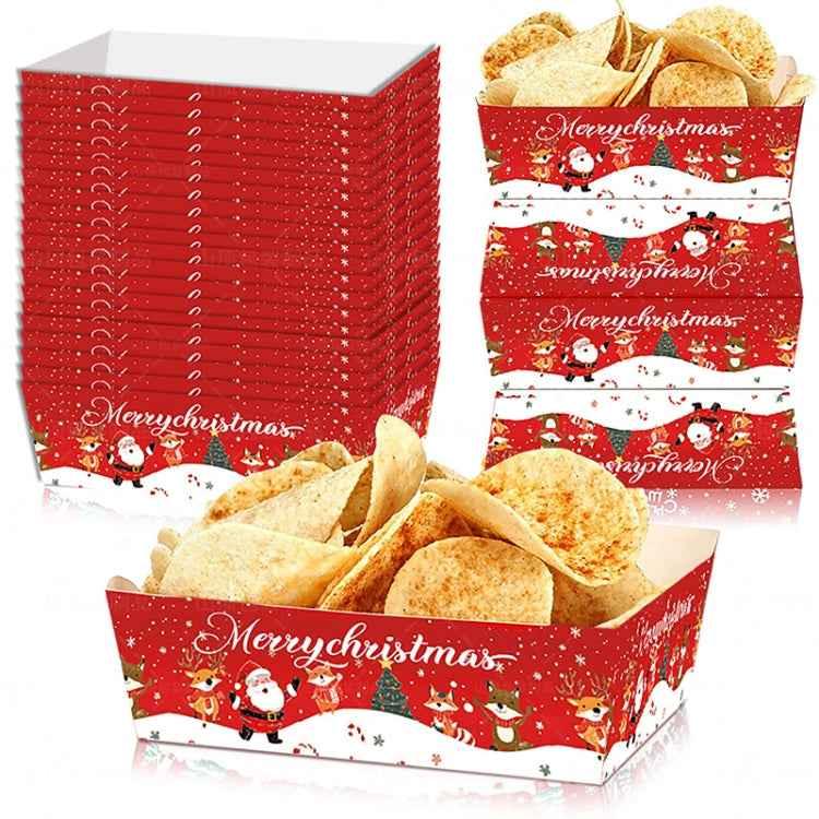 20pcs /Pack Christmas Food Snack Tray Christmas Party French Fries Paper Tray - Shello's Creative Boutique