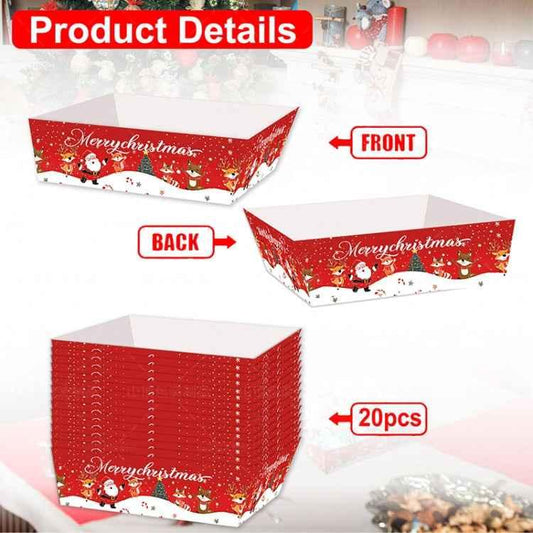 20pcs /Pack Christmas Food Snack Tray Christmas Party French Fries Paper Tray - Shello's Creative Boutique