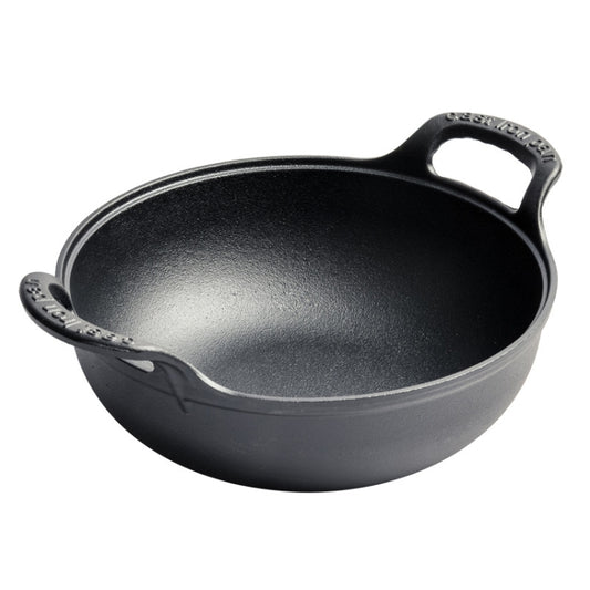 Cast Iron Frying Pan & Stewpot - Universal Uncoated Non-Stick Casserole