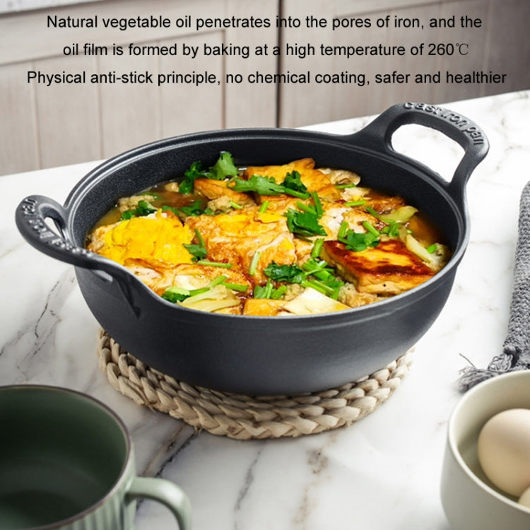 Cast Iron Frying Pan Stewpot Universal Uncoated Non-Stick Casserole, 20cm, 25cm, 27cm - Shello's Creative Boutique