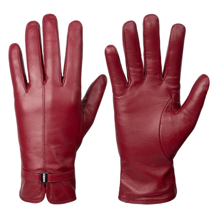Women Sheepskin Wool Fleece Lined Windproof Warm Gloves Touchscreen Thick Snow Driving Gloves - Shello's Creative Boutique