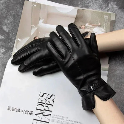 Women Sheepskin Wool Fleece Lined Windproof Warm Gloves Touchscreen Thick Snow Driving Gloves - Shello's Creative Boutique