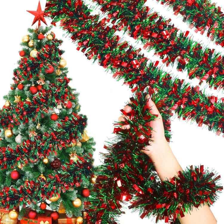 20pcs /Pack 2m x 9cm Christmas Red & Green Wide Cut Tinsel Garland For Holiday Decor - Shello's Creative Boutique