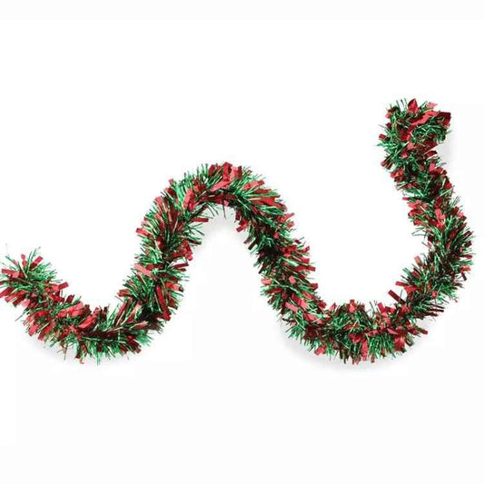20pcs /Pack 2m x 9cm Christmas Red & Green Wide Cut Tinsel Garland For Holiday Decor - Shello's Creative Boutique